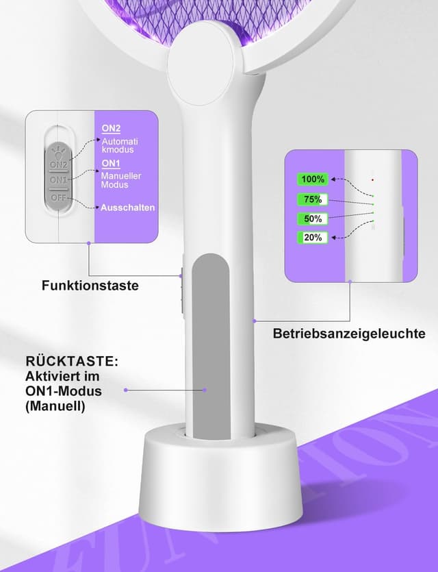 Detalle de Bavmosek Fliegenklatsche 4000V mit Ladestation