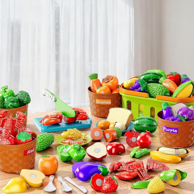 Thumbnail 6 de NIPLOOOW Play Food Set for Kids (35-Piece Cutting & Color Sorting Pretend Food)