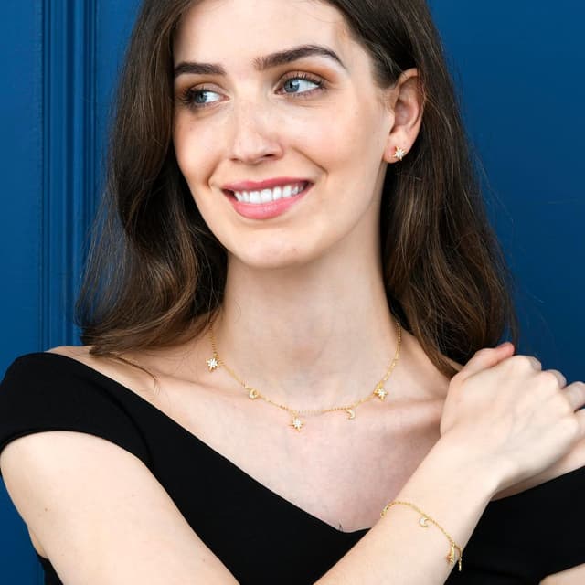 Detalle de Diamond Treats boucles d’oreilles en argent 925 en forme d’étoile avec oxydes de zirconium