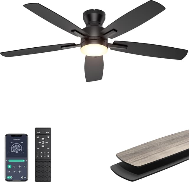 Imagen de Ohniyou 52" Low Profile Ceiling Fan with Light 🔄 en OfertitasTOP