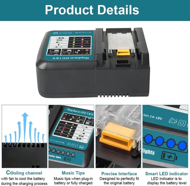 Thumbnail 5 de Powarobor Fast Charger 3.0A for 14.4V–18V