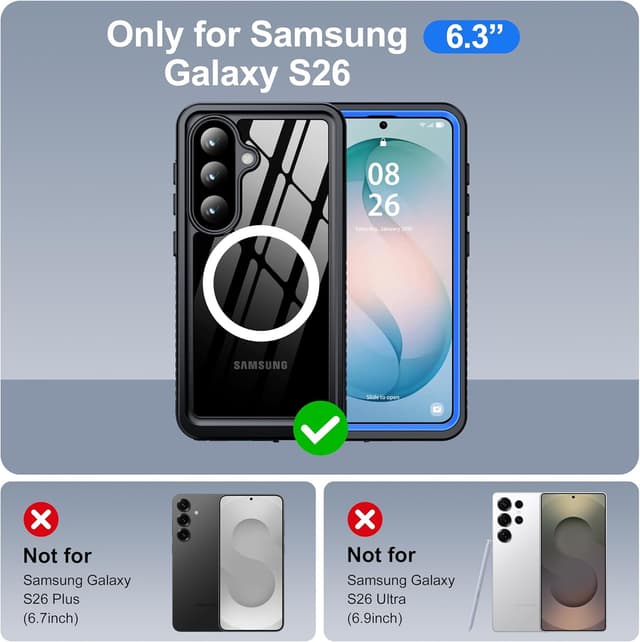Detalle 2 de ANTSHARE Waterproof Case for Samsung Galaxy S26 (6.3-inch) with Built-in Screen & Lens Protectors (IP68)