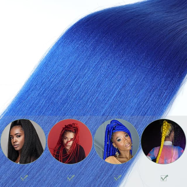Detalle de YDDM vorgedehntes Flechthaar für Jumbo/Box Braids – 20 Zoll, 3 Packs, Kunsthaar in Blau