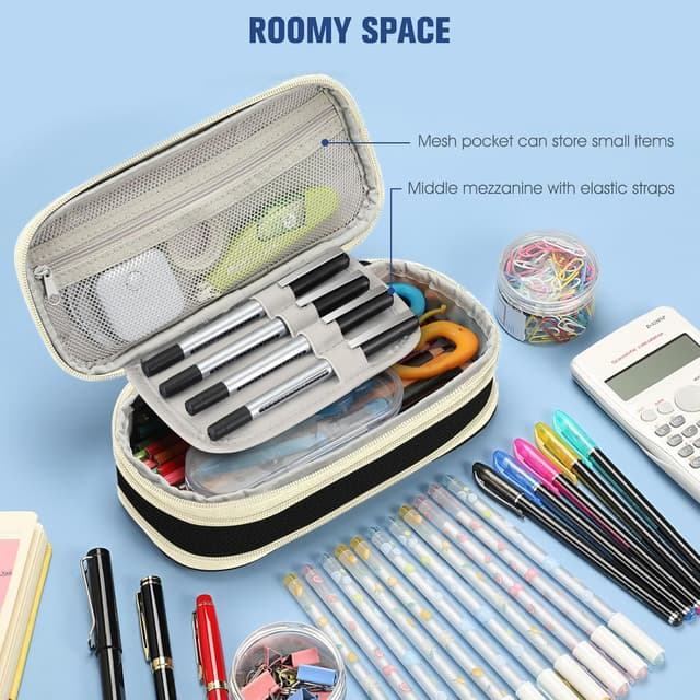 Detalle 2 de FINPAC Federmäppchen Federtasche ZA – Schwarz, erweiterbar mit viel Stauraum