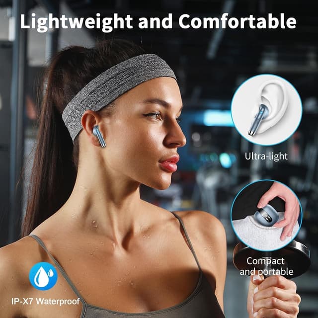 Thumbnail 6 de Écouteurs Bluetooth sans fil Bluetooth 5.3 avec 4 ENC, réduction de bruit et étanchéité IP7 (48 h) + boîtier USB‑C