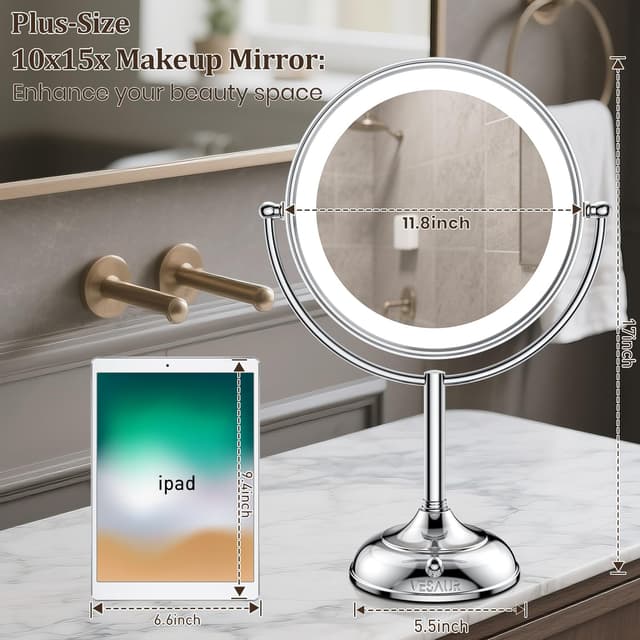 Thumbnail 5 de VESAUR Upgraded 11" Lighted Vanity Mirror 15X 💄