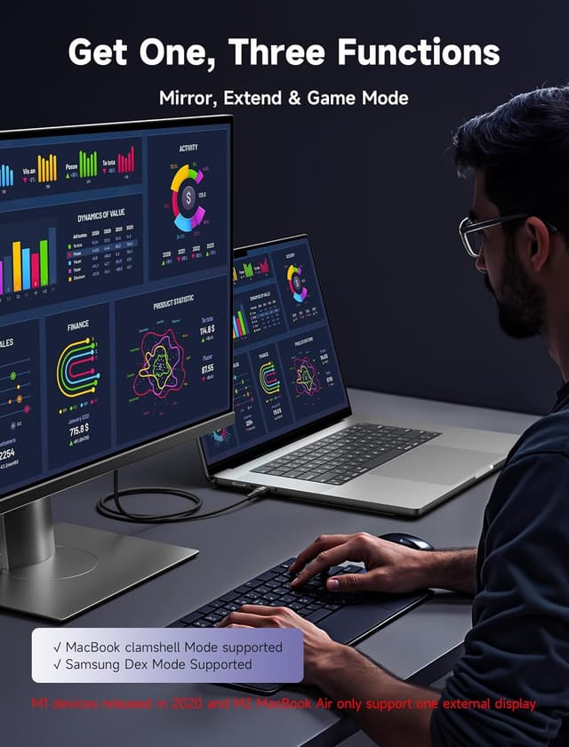 Detalle de JSAUX USB‑C auf HDMI Kabel (1 m) für 4K@60Hz – Thunderbolt 3, MacBook, iPad Pro & kompatible Smartphones