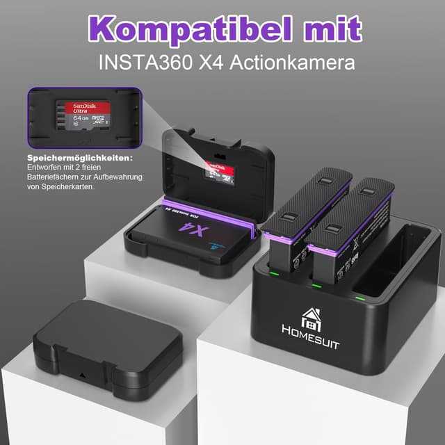 Detalle 2 de Insta 360 X4 Ersatzakku Set mit 2500 mAh