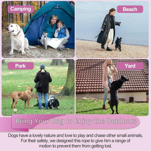 Detalle 2 de Mi Metty Dog Tie Out Cable (Chew Proof) – Heavy-duty outdoor runner leash, purple, 20ft (6M)