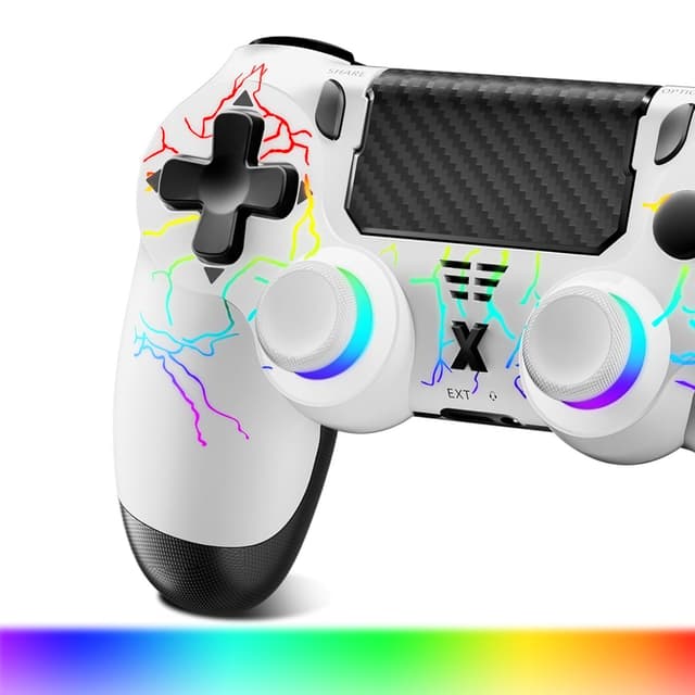 Detalle de Suoxiom Wireless Controller für P4 (P4 / Slim / Pro) – Bluetooth Gamepad mit Touch, 6-Achsen-Gyro & 3,5-mm-Audioanschluss (weiß)