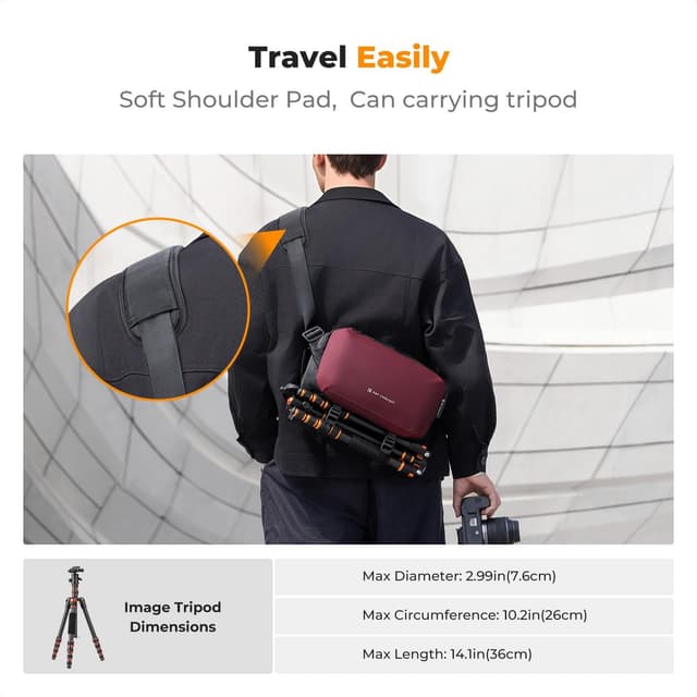 Detalle de K&F Concept Camera Sling Bag for DSLR, Lenses and Small Tripods