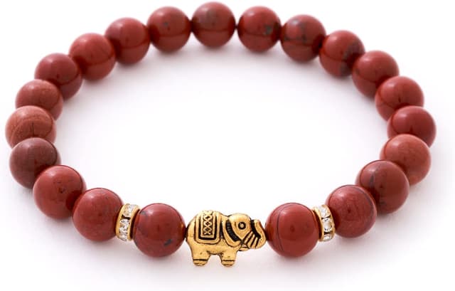 Detalle de BERGERLIN Elefant-Armband aus Naturstein mit Echtheitszertifikat – echte Naturstein-Perlen & Kristall-Highlights