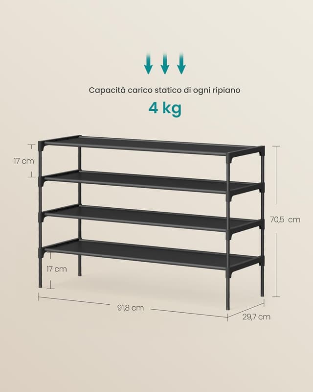 Detalle de SONGMICS Scarpiera 4 ripiani 29,7x91,8x70,5 cm