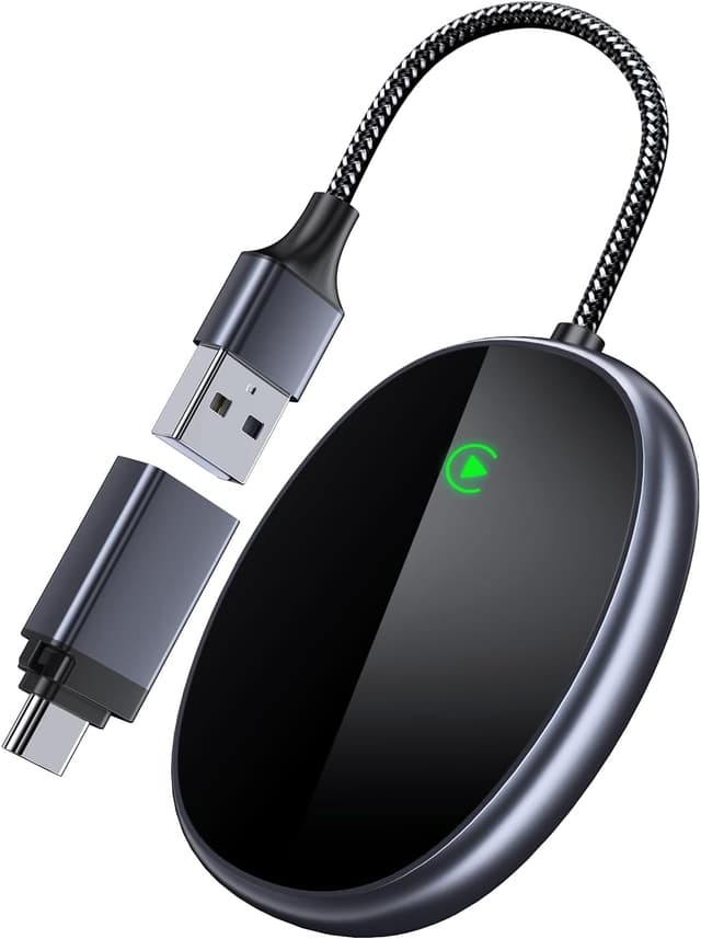 Detalle de Adattatore Wireless CarPlay per iPhone (da cablato a wireless) con doppia porta USB e Type‑C, Ockwred