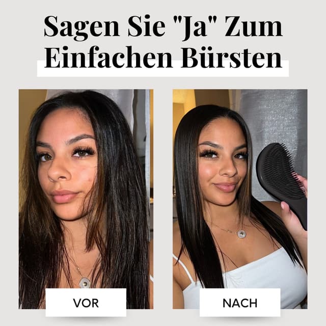 Detalle de Haarbürste ohne Ziepen Lily England – Entwirrbürste für lockiges, glattes & dickes oder dünnes Haar (Schwarz)