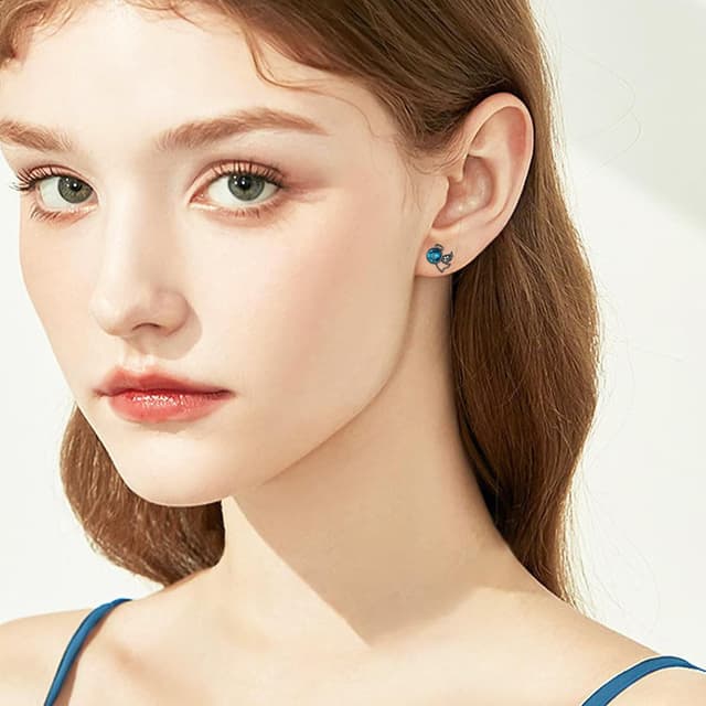 Detalle de SOESON Engel & Teufel Ohrstecker aus 925 Sterling Silber mit Mondstein-Optik und Zirkonia