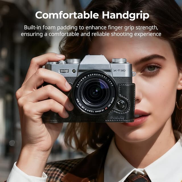 Detalle 2 de SMALLRIG X-T30 III Halbledertasche 5669 mit Schultergurt und Auslöserkappe (für FUJIFILM X-T30 / X-T30 II / X-T30 III) – Schwarz