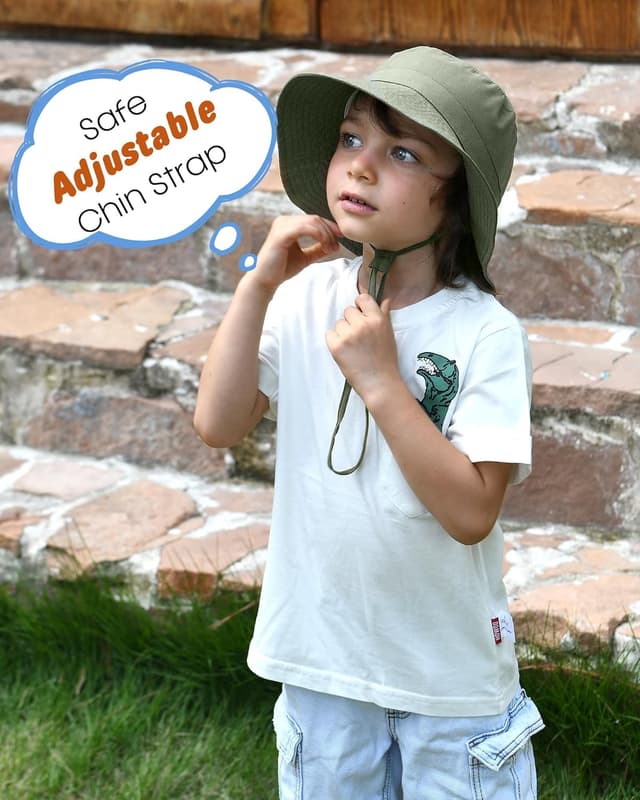 Detalle de FURTALK Baby- und Kinder-Sonnenhut mit UV-Schutz und breiter Krempe (verstellbar, faltbar)