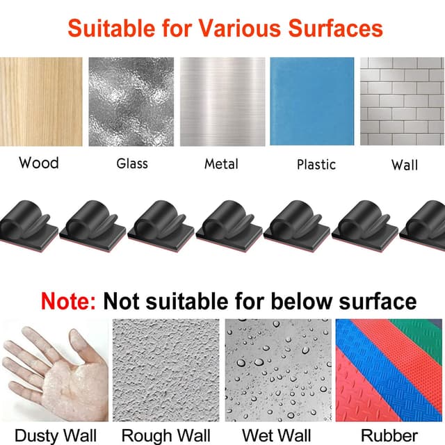 Thumbnail 5 de Tomario V2 Cable Clips Self Adhesive (40PCS) for desk, wall and workshop cable management