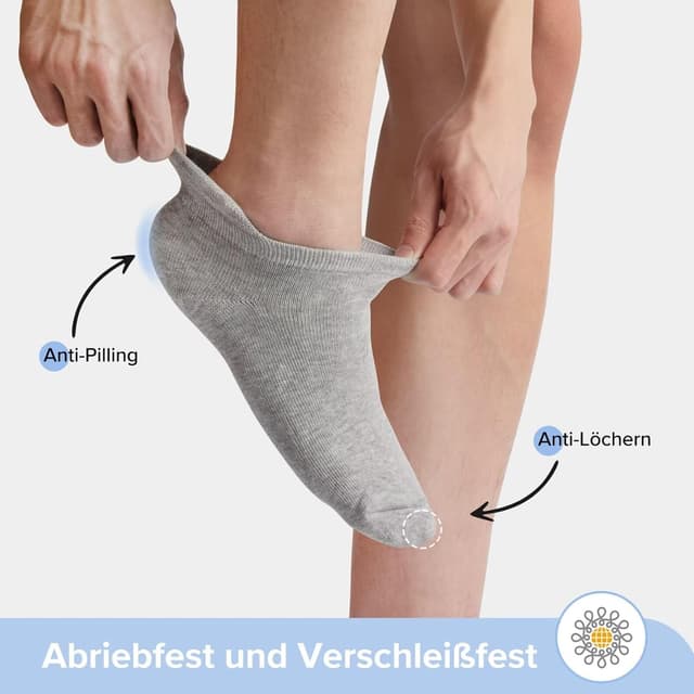 Detalle de YouShow calzini corti uomo/donna in cotone traspirante (10 paia) nero/bianco/grigio, taglie 35-50