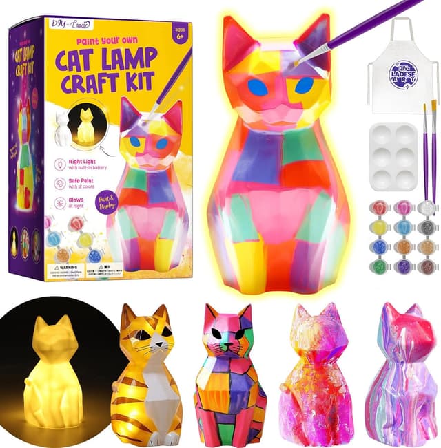 Detalle de DIY-LAOESE Paint Your Own Cat Lamp Kit for Kids ๐จ