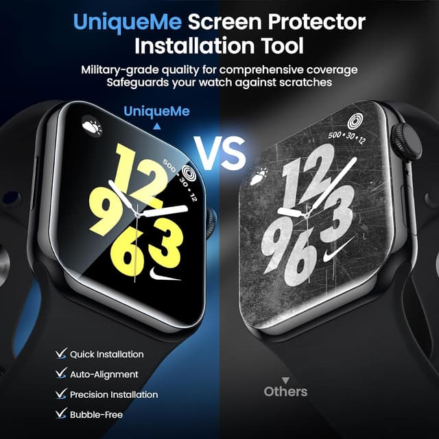 Detalle de UniqueMe Apple Watch screen protector 4 pack