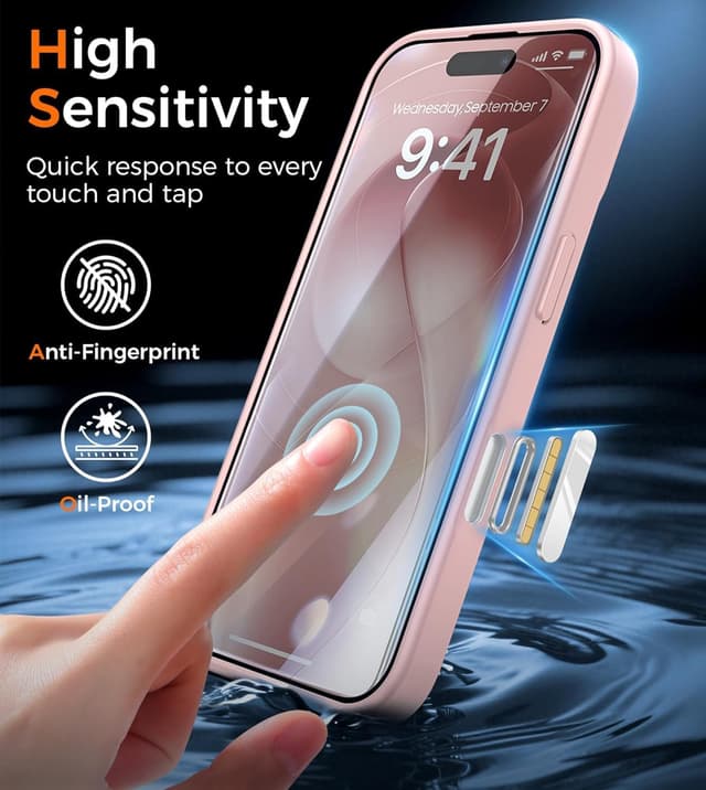 Detalle de Guisessy Coque magnétique 3 en 1 pour iPhone 17 Pro Max (compatible MagSafe) avec verre trempé et bouton caméra - Rose clair