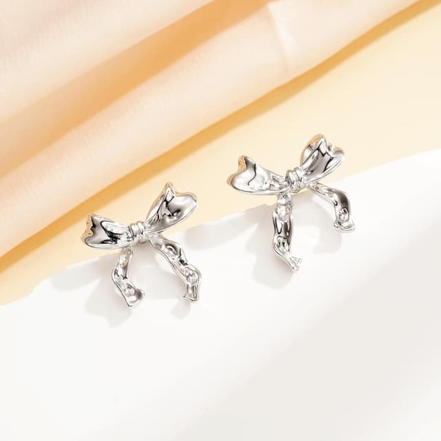 Detalle 2 de 925 Silver Bow Earrings 2.3 cm