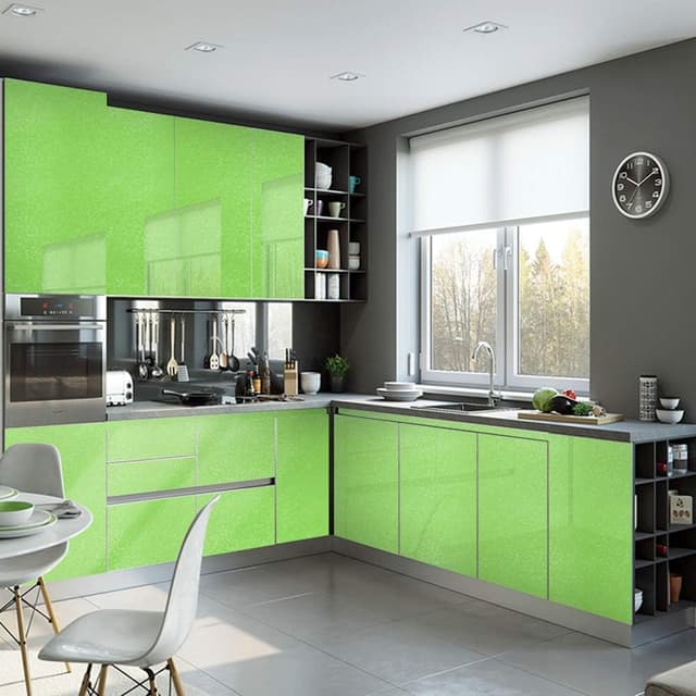 Detalle 2 de Hode Klebefolie Dunkelgrün mit Glitzer, 40 cm x 3 m – selbstklebender Hochglanz-Oberflächenschutz für Möbel & Küche