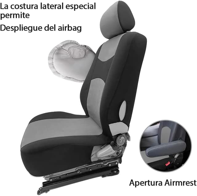 Detalle 2 de TOYOUN fundas asientos 1+2 gris para furgonetas