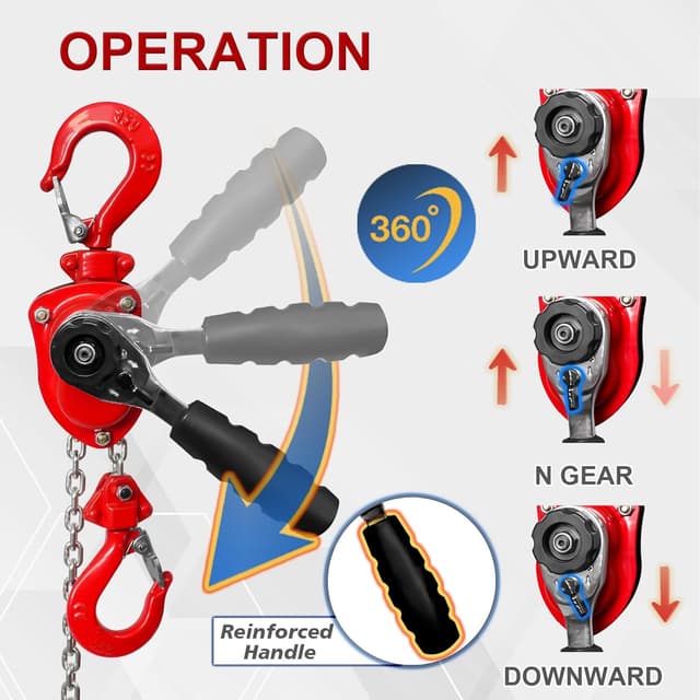Thumbnail 5 de FITHOIST Manual Lever Chain Hoist 3/4 Ton 1650 LBS