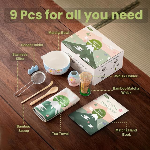 Thumbnail 6 de Clay&Fire Matcha Whisk Set (9-Piece) with Cherry Blossom Chawan (Cherry Bloom)