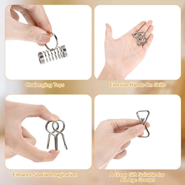 Detalle 2 de Set de casse-têtes en métal 24 pièces (puzzles métalliques IQ) pour adultes et enfants