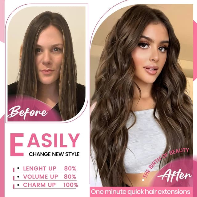 Thumbnail 6 de CWRDK 20-inch Remy Clip-In Hair Extensions 8pcs 💇♀