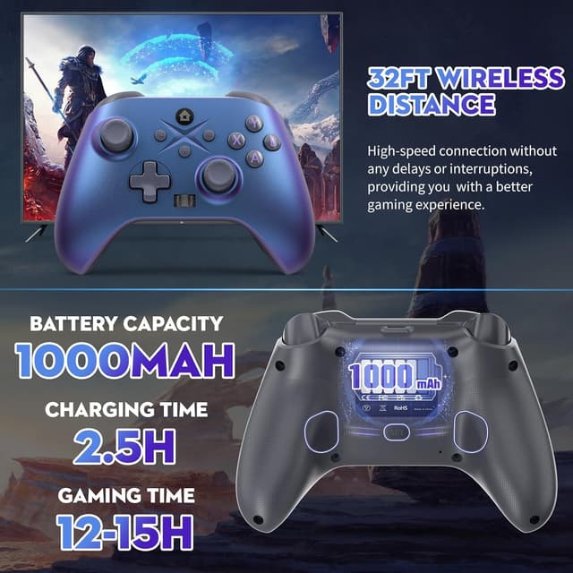 Thumbnail 6 de Lapezei Wireless Controller für Xbox Series S/X, Xbox One, PC, Android und iOS mit Bluetooth, Back Buttons & 3,5-mm-Audio