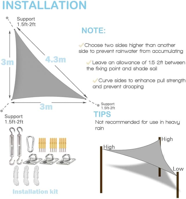 Detalle 2 de sunal Sonnensegel Dreieckig 3x3x4,3 m