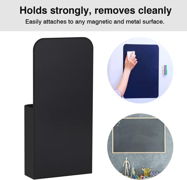 Detalle 2 de MoKo Magnetische Markerhalterung (4er-Set) für Whiteboard, Kühlschrank & Co. – Stift-/Bleistift-Ablage mit Magneten, Schwarz