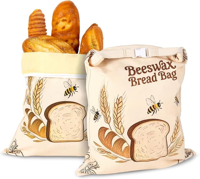 Detalle de Nedsewor 2 Pack Beeswax Bread Bags 17x13in