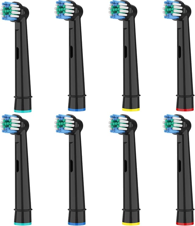 Detalle de HSYTEK 8 Aufsteckbürsten kompatibel mit Oral-B (Vitality Pro, Genius X, Pro 3 3500/9000, Series 3 Plus) – Schwarz