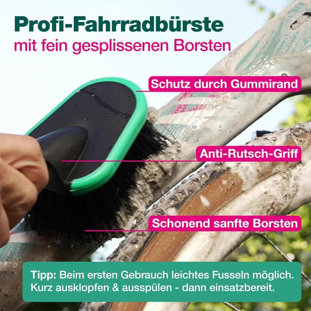 Detalle de bio-chem Fahrrad-Reinigungsset PREMIUM (7-teilig) mit Fahrradreiniger, Kettenreiniger, Kettenöl, Schaumsprüher & Bürsten