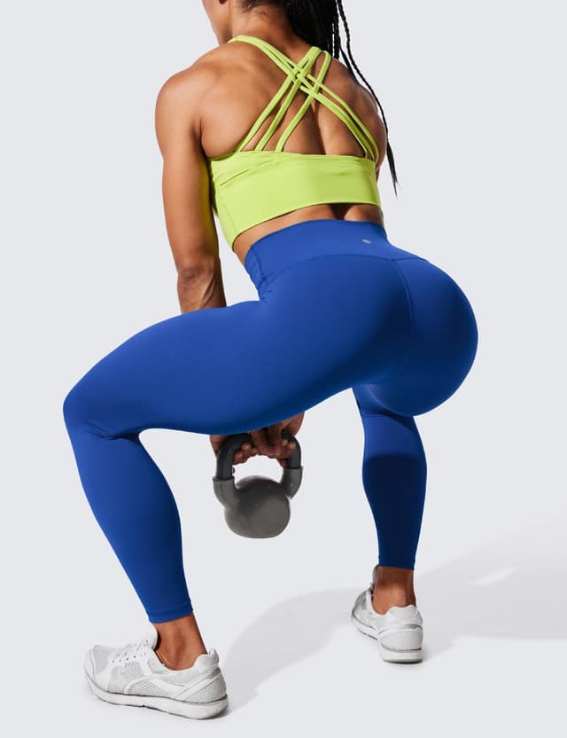 Detalle 2 de CRZ YOGA Donna pantaloni a vita alta in compressione con tasche 64 cm Onde Blu (taglia 42)