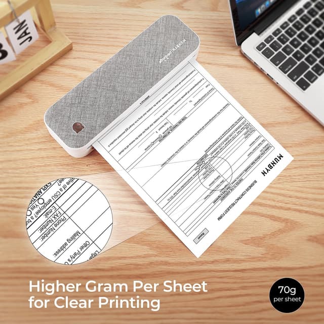 Detalle de MUNBYN Thermopapier A4 für ITP01/ITP04 – 2 Rollen Thermodruckerpapier (210 x 297 mm), weiß