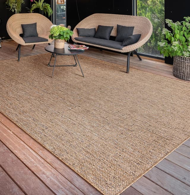 Detalle de Paco Home Outdoor Teppich wetterfest 80x150 cm in Jute-Sisal-Optik (Beige 2)