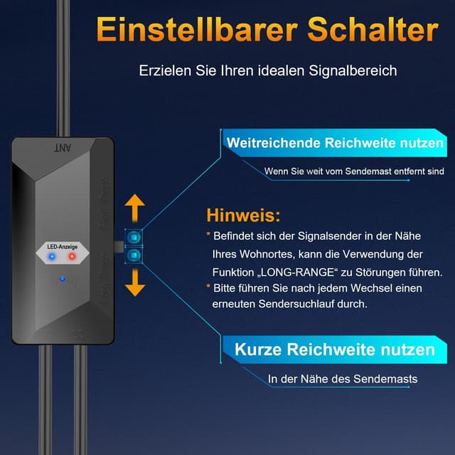 Thumbnail 6 de DVBT2 Zimmerantenne mit integriertem Verstärker, 360° Allroundempfang und Magnetfuß (für TV mit DVB-T2/DVB-T Decoder)