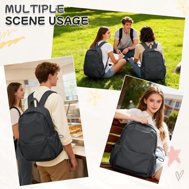 Detalle 2 de HYC00 HYC00 Schulrucksack für Teenager-Mädchen – College-Daypack mit Laptop-Fach (ca. 15,6 Zoll)
