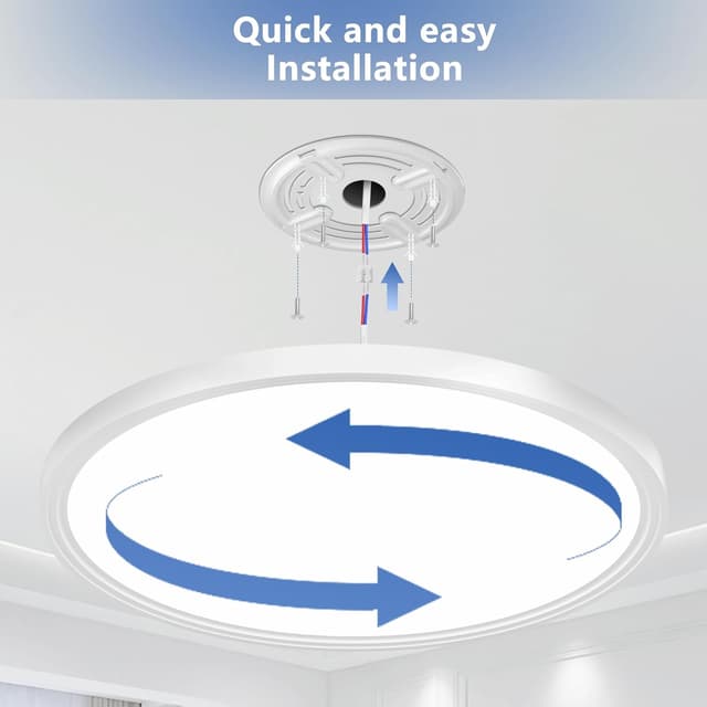 Detalle 2 de Swoieltr Bathroom LED Ceiling Light (6500K cold white), 18W round flush IP44, Ø22.3cm