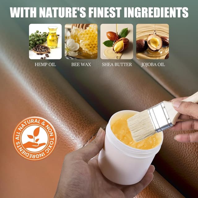 Detalle de LUXGROVE Leather & Furniture Repair Salve, Cleaner, Conditioner & Polisher (4 oz) for Car Seats, Couches, Shoes & More
