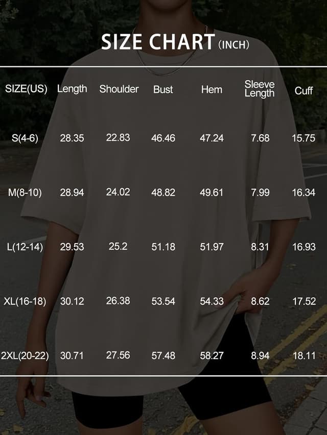 Detalle de LILLUSORY Oversized T-Shirts for Women (UK) – short sleeve tunic style casual tops