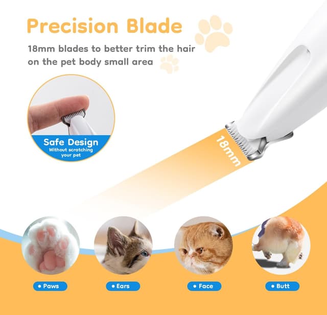 Detalle de Mcbazel Pet Paws Trimmer with LED Light (Rechargeable, Waterproof) for Eyes, Face, Ears & Small Areas