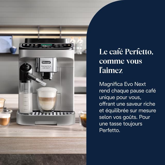 Detalle de De’Longhi Magnifica Evo Next Perfetto (ECAM312.80.SB) – Machine à café automatique avec lattecrema et écran tactile couleur